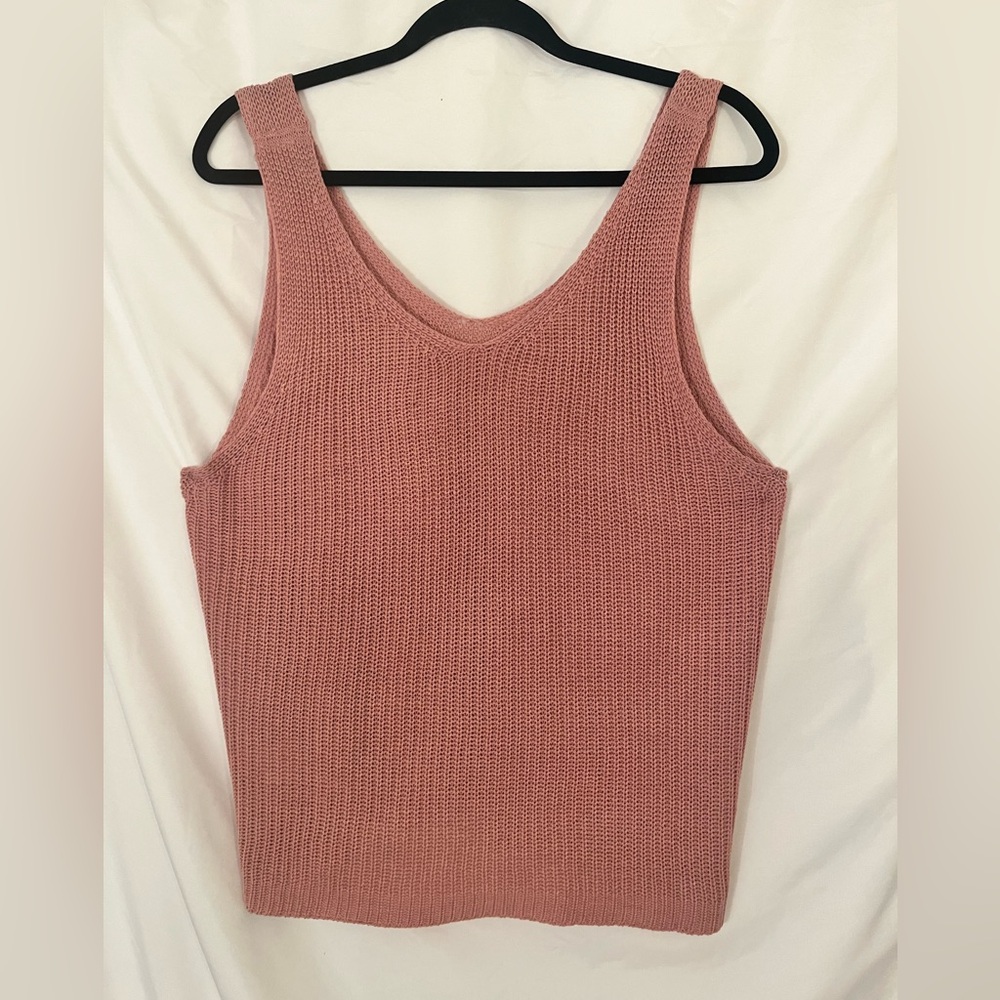 Sleeveless Knit Tank Top - Dusty Rose
